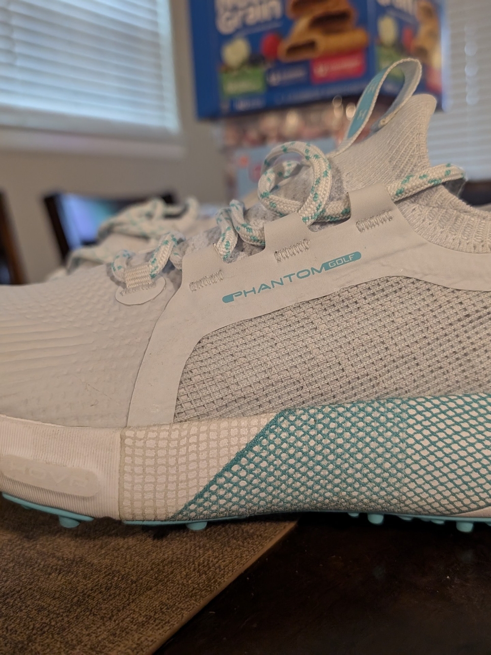 Women's White and Teal Performance Sneakers